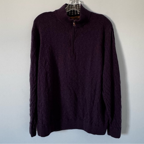 Robert Graham 100% Wool Quarter-Zip Sweater XL Classic Fit Purple - Picture 1 of 9